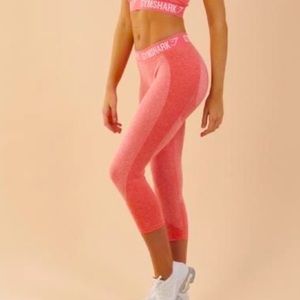 GYMSHARK Flex Cropped Leggings Peach Coral Squad Proof Gym Training Size S